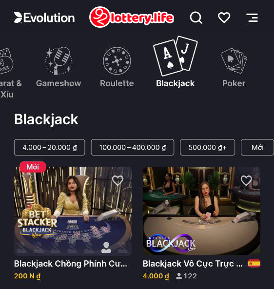 Blackjack Casino Online Game Gan gui va hap dan